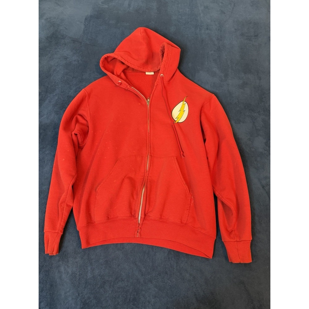 Vtg Jerzees Nublend Zip Up Hoodie The Flash DC Comics Red Large